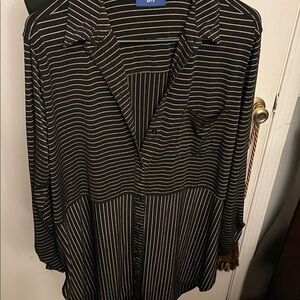 Apt. 9 Black and White Mixed-Stripe Button Shirt
